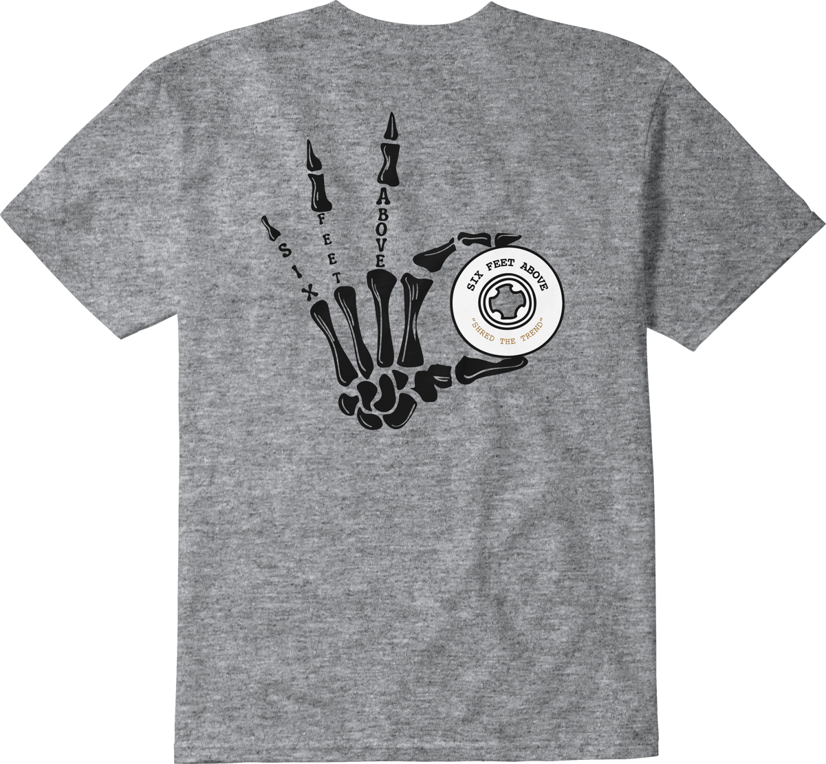 Emerica Mens Six Feet Above Skeleton Tee Grey Heather T-Shirt