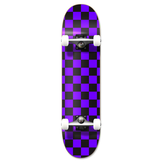 Yocaher Complete Skateboard 7.75" - Checker Purple