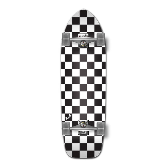 Yocaher Old School Longboard Complete - Checker White