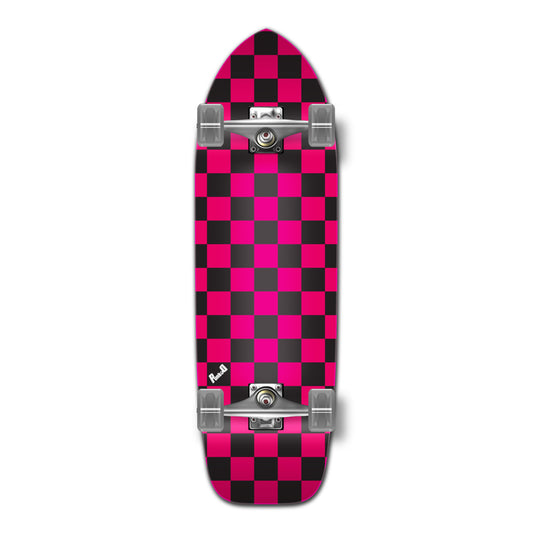 Yocaher Old School Longboard Complete - Checker Pink