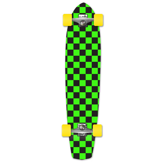 Yocaher Slimkick Longboard Complete - Checker Green