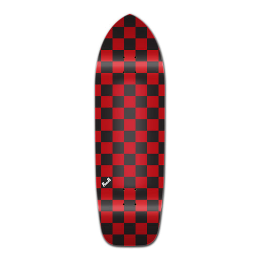 Yocaher Old School Longboard Deck - Checker Red