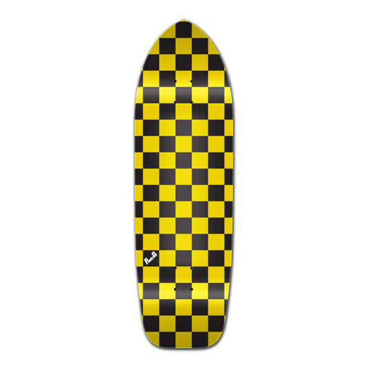 Yocaher Old School Longboard Deck - Checker Yellow