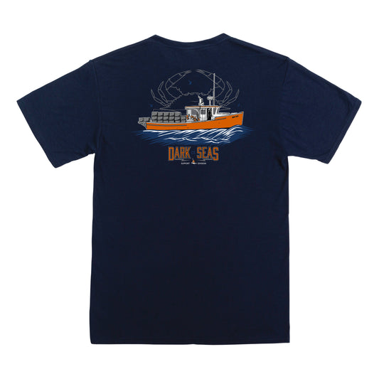Dark Seas Men's Blue Claw Crab-Tee Navy T-Shirts