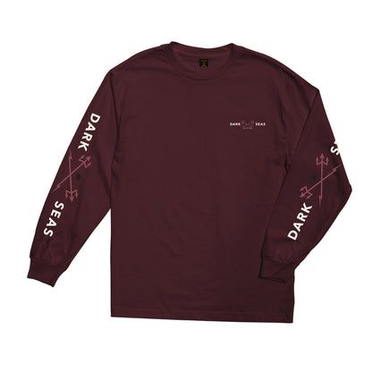 Dark Seas Men's Headmaster-Ls Tee Burgundy T-Shirts