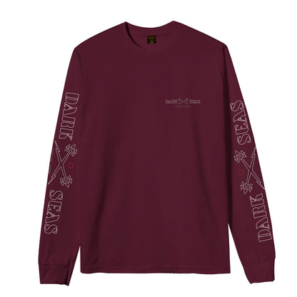 Dark Seas Men's Pinback Ls Tee Burgundy T-Shirts