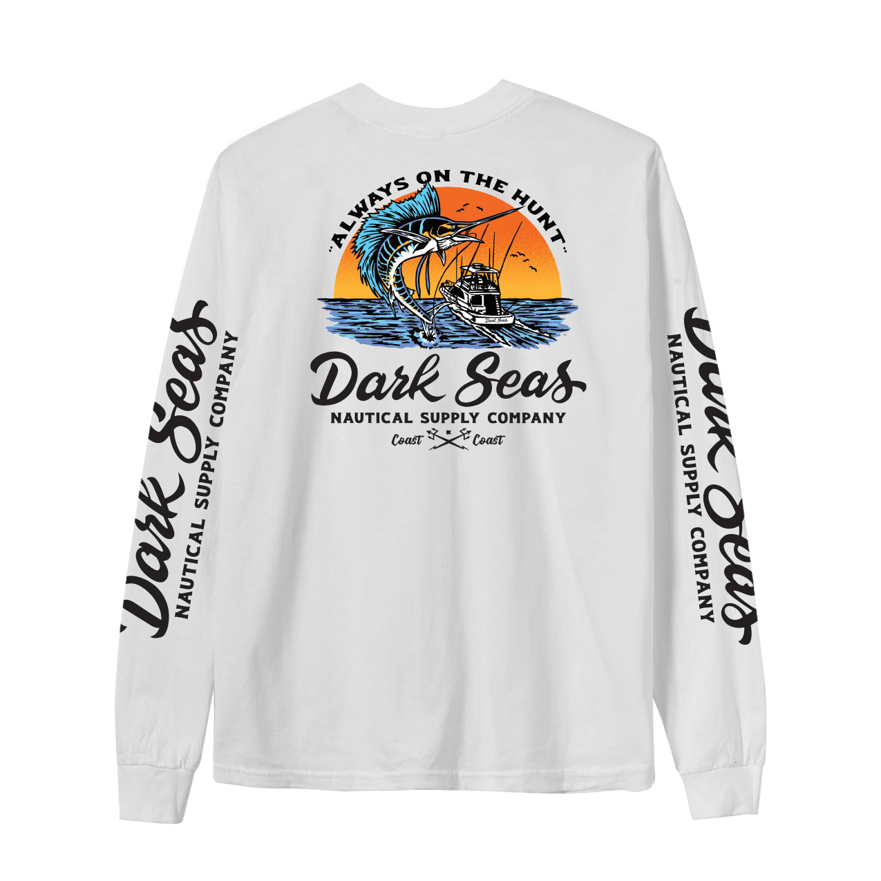 Dark Seas Men's Open Ocean Stock Ls T-Shirt White T-Shirts