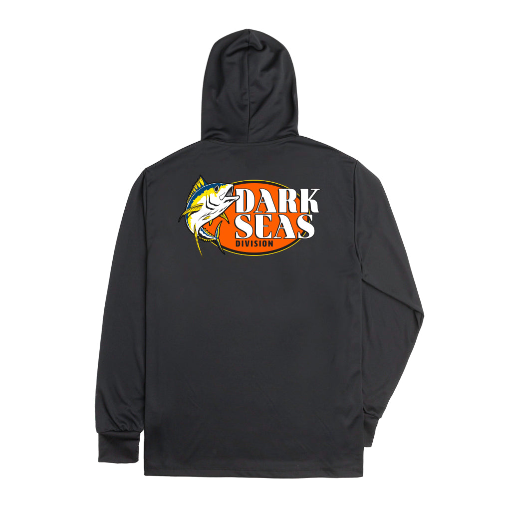 Dark Seas Men's Long Range-Uv Hooded Ls Tee Black T-Shirts