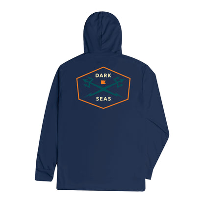 Dark Seas Men's Progressive Uv Hooded Ls T-Shirt Navy T-Shirts