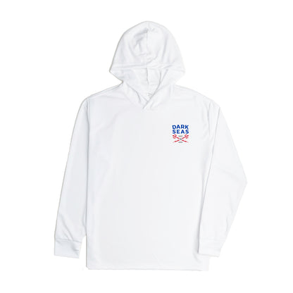 Dark Seas Men's Boundary Line Uv Hooded Ls T-Shirt White T-Shirts