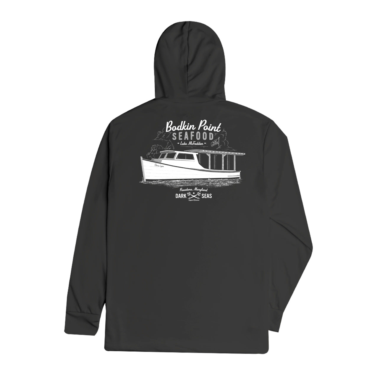 Dark Seas Men's Crab Stand-Uv Hooded Ls Tee Carbon T-Shirts