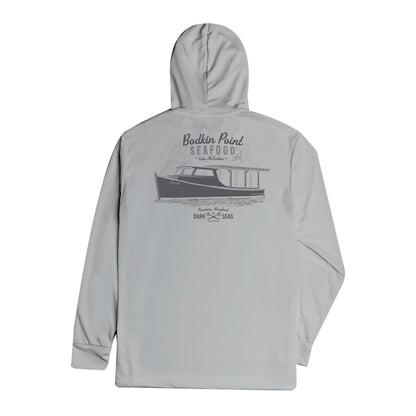 Dark Seas Men's Crab Stand-Uv Hooded Ls Tee Pearl Grey T-Shirts