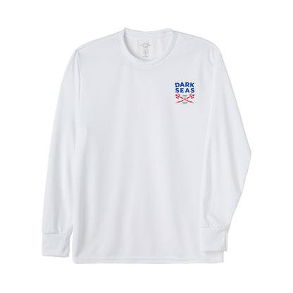 Dark Seas Men's Boundary Line Uv Ls T-Shirt White T-Shirts