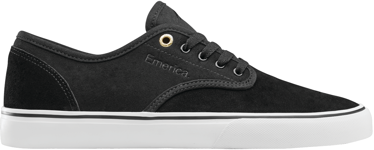Emerica Mens Wino Standard Black White Gold Shoes