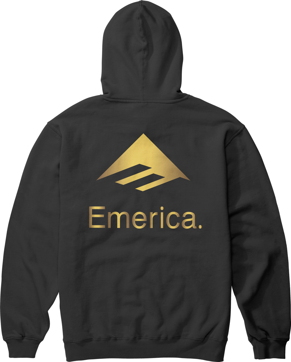 Emerica Mens Lockup Pullover Black Gold Hoodie