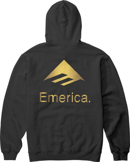 Emerica Mens Lockup Pullover Black Gold Hoodie