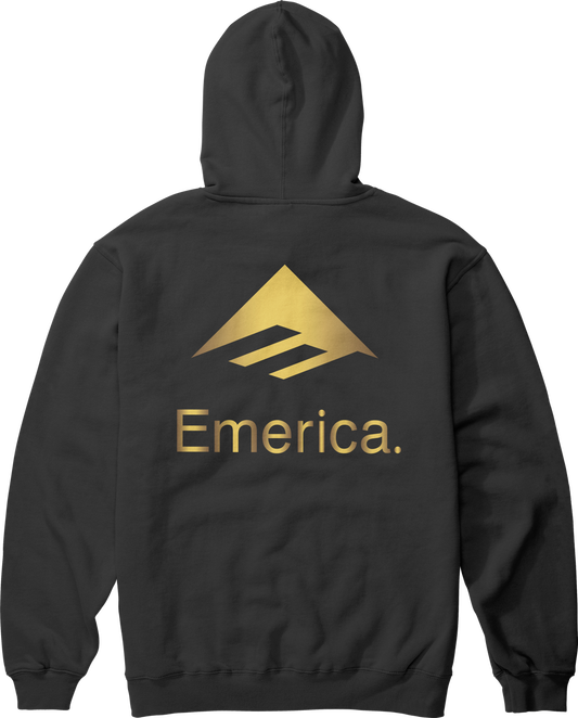 Emerica Mens Lockup Pullover Black Gold Hoodie
