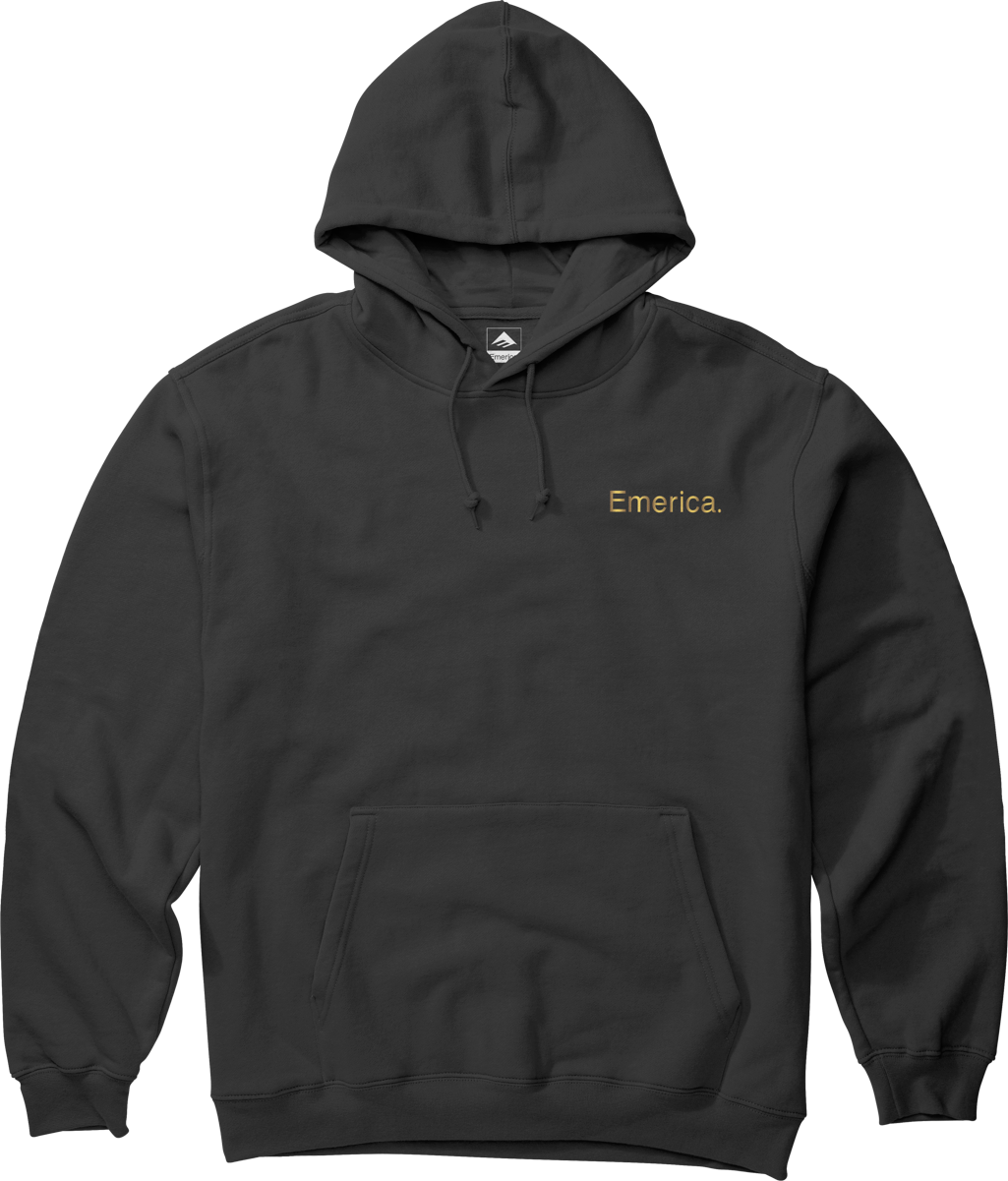 Emerica Mens Lockup Pullover Black Gold Hoodie