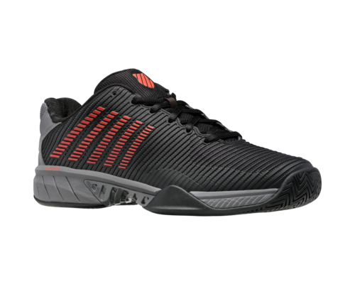 K-Swiss Men's Hypercourt Express 2 2E Jet Black Steel Gray Spicy Orange Shoes