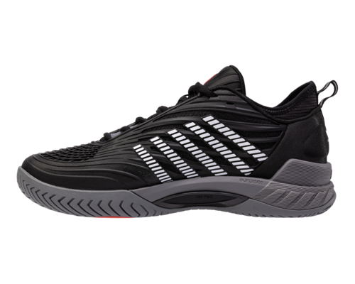 K-Swiss Men's Hypercourt Supreme 2 Black Steel Gray Firey Red Shoes