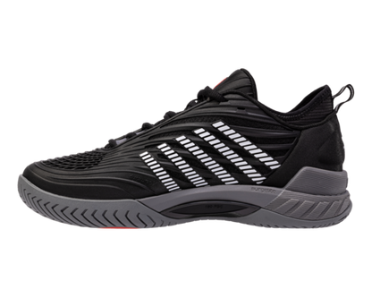 K-Swiss Men's Hypercourt Supreme 2 Black Steel Gray Firey Red Shoes