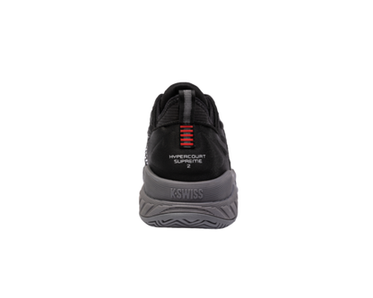 K-Swiss Men's Hypercourt Supreme 2 Black Steel Gray Firey Red Shoes