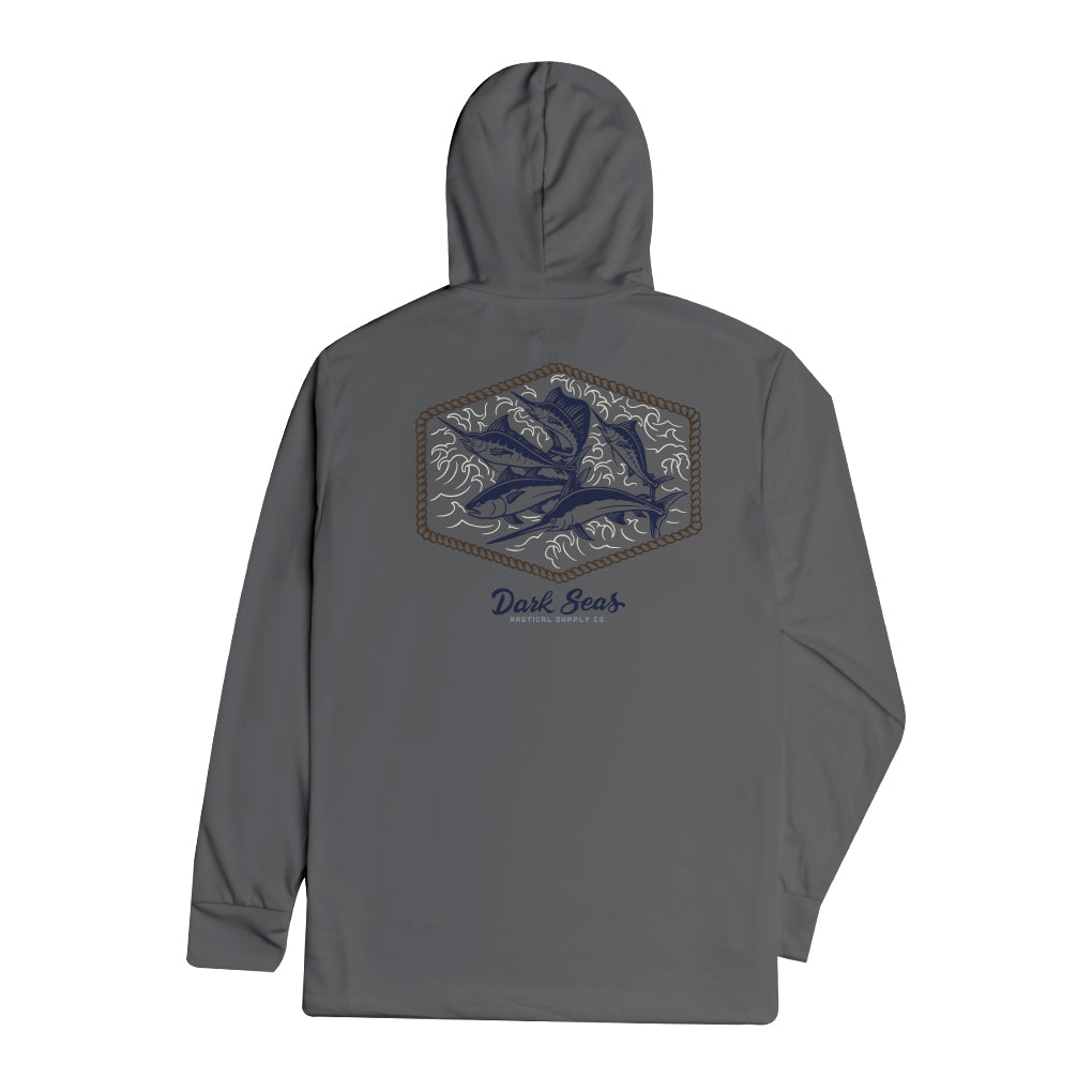 Dark Seas Men's Affiliate-Uv Hooded Ls Tee Granite Grey T-Shirts