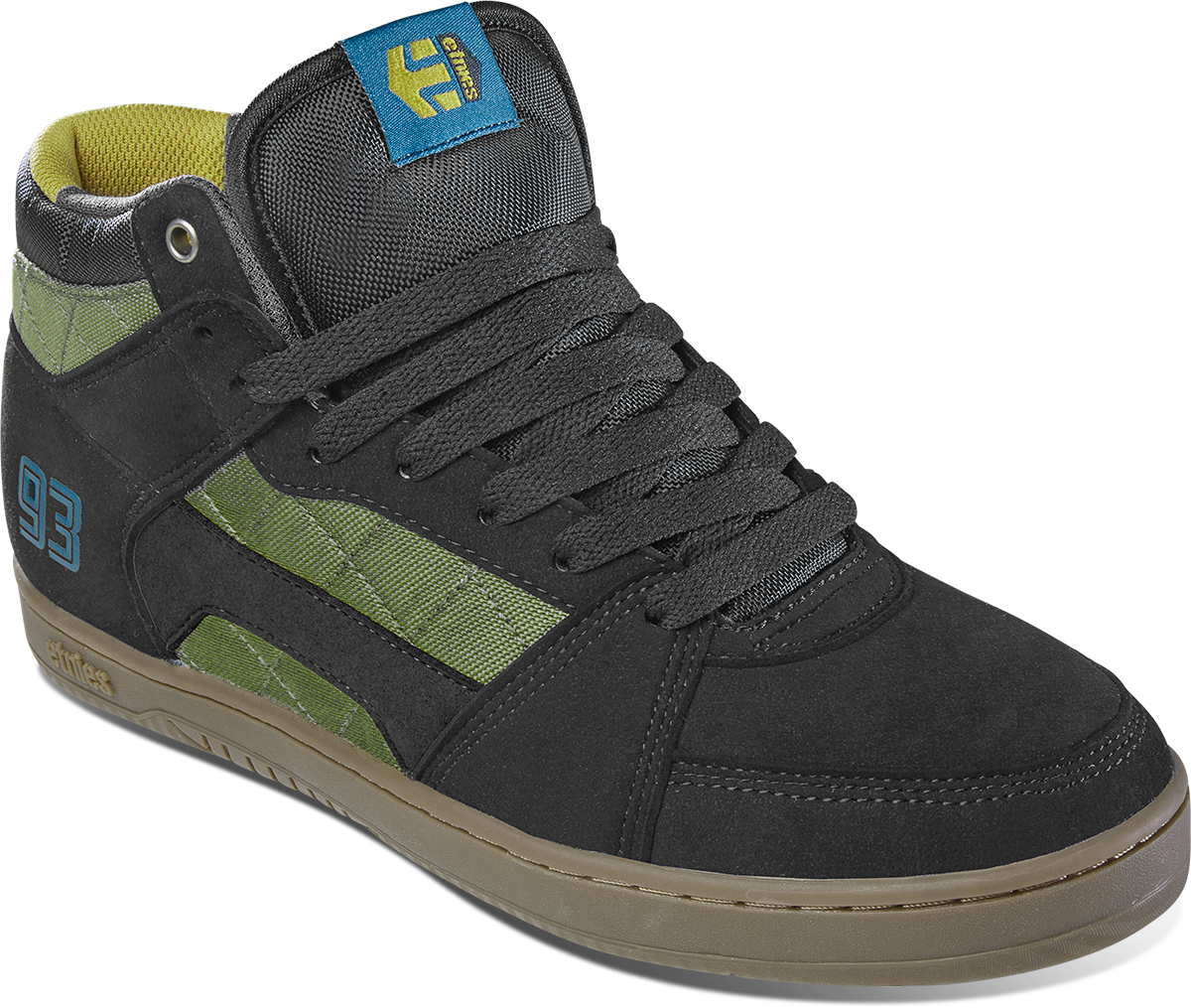 Etnies Mens Mc Rap Hi Black Green Gum Shoes