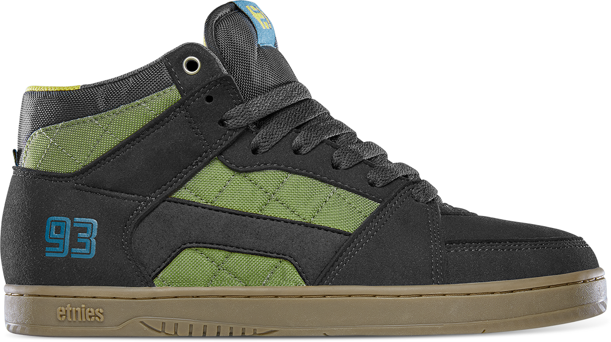 Etnies Mens Mc Rap Hi Black Green Gum Shoes