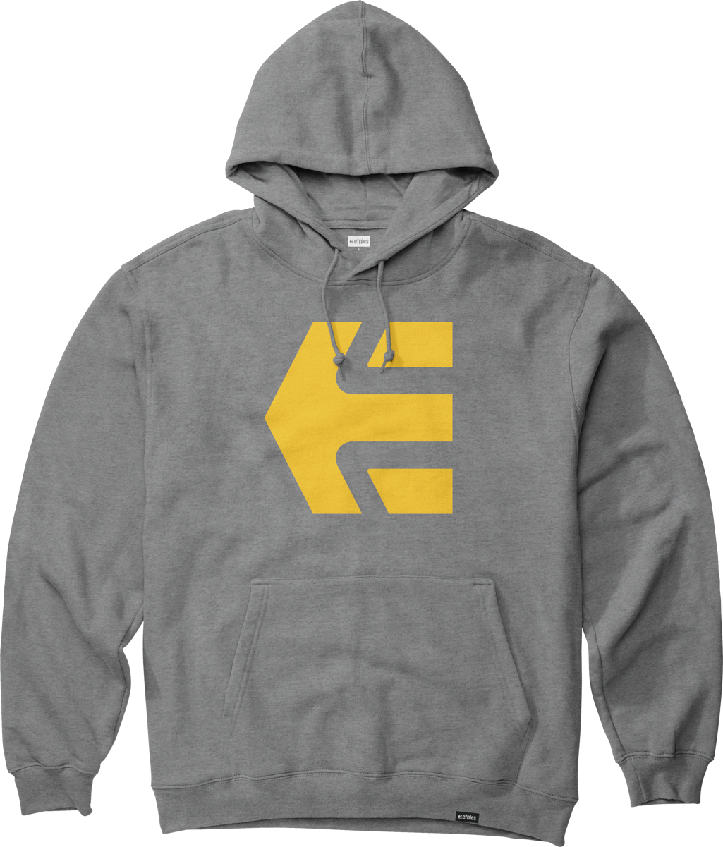 Etnies Mens Classic Icon Pullover Grey Grey Yellow Hoodie