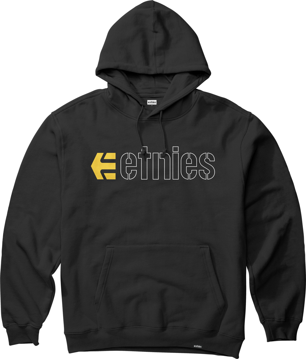 Etnies Mens Ecorp Pullover Black White Yellow Hoodie