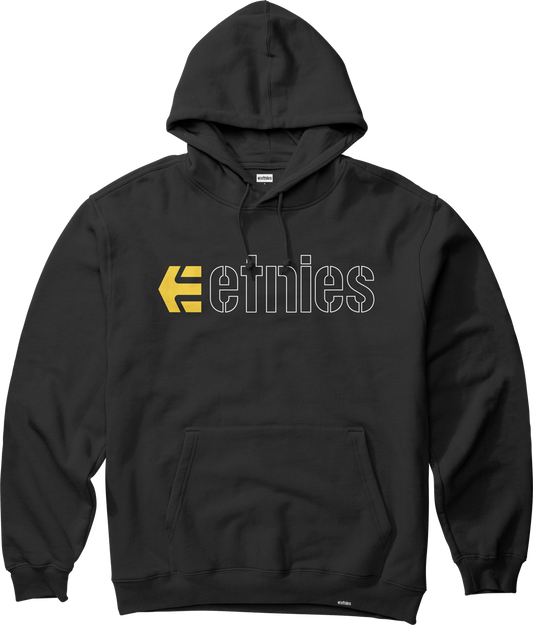 Etnies Mens Ecorp Pullover Black White Yellow Hoodie