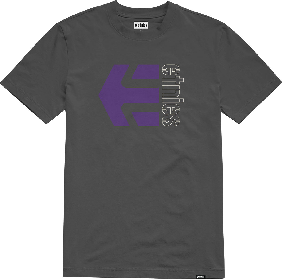 Etnies Mens Corp Combo Tee Dark Grey White T-Shirt