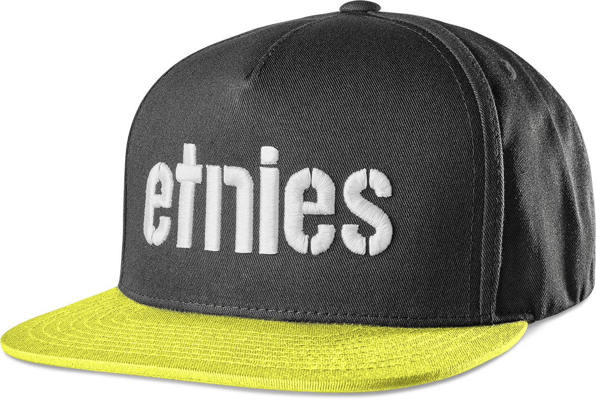 Etnies Mens Corp Snapback Black White Yellow Hat