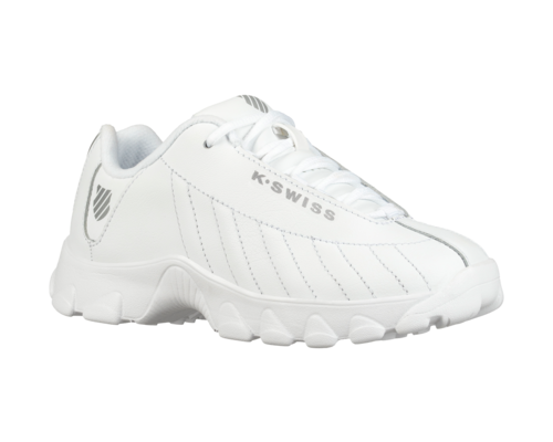 K-Swiss Kids St329 White Silver Shoes