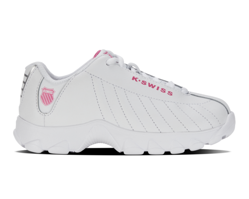 K-Swiss Kids St329 White Shocking Pink Shoes