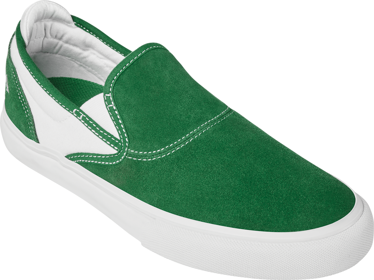 Emerica Mens Wino G6 Slip-On Green White Gum Shoes