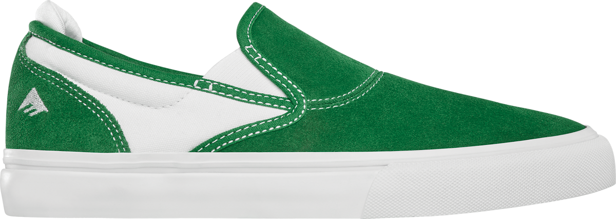 Emerica Mens Wino G6 Slip-On Green White Gum Shoes