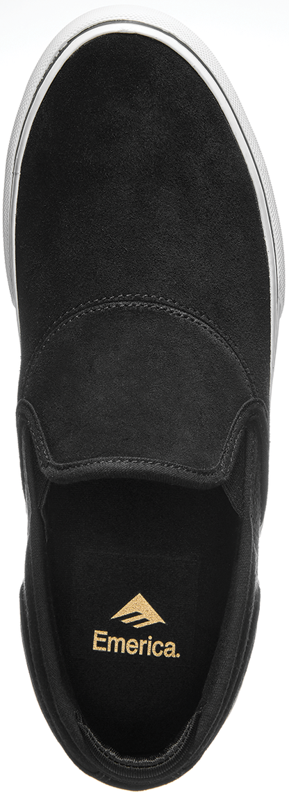 Emerica Mens Wino G6 Slip-On Black White Gold Shoes