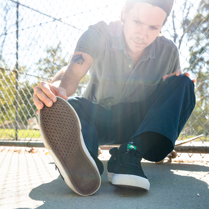 Emerica Mens Pillar Black White Gold Shoes