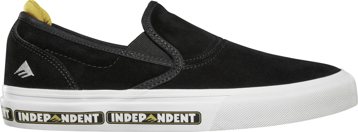 Emerica Mens Wino G6 Slip-On X Independent Black Shoes