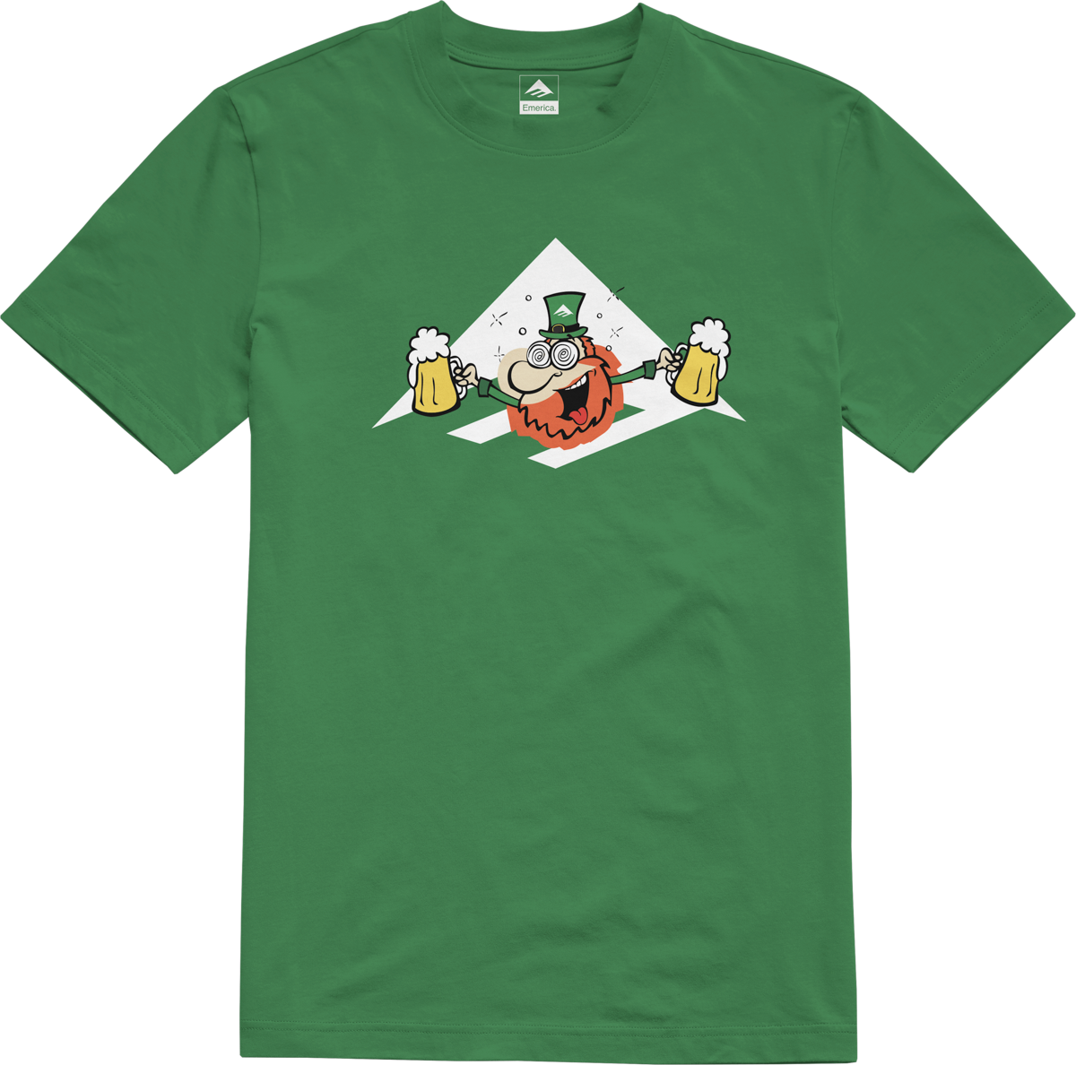 Emerica Mens Leprechaun Triangle Tee Kelly Green T-Shirt