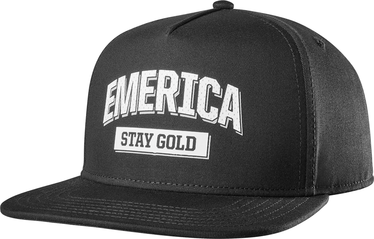 Emerica Mens Team Stay Gold Snapback Black Hat