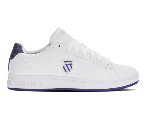 K-Swiss Women's Court Shield White Dawn Blue Blue Metallic Shoes