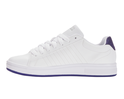 K-Swiss Women's Court Shield White Dawn Blue Blue Metallic Shoes