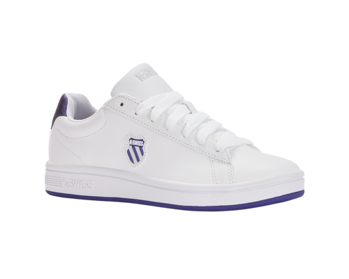 K-Swiss Women's Court Shield White Dawn Blue Blue Metallic Shoes