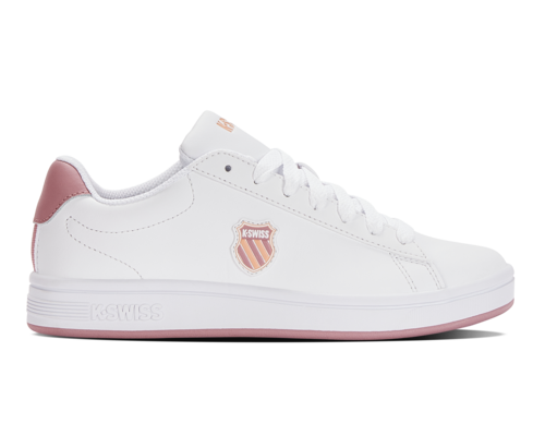 K-Swiss Women's Court Shield White Foxglove Almost Apricot Shoes