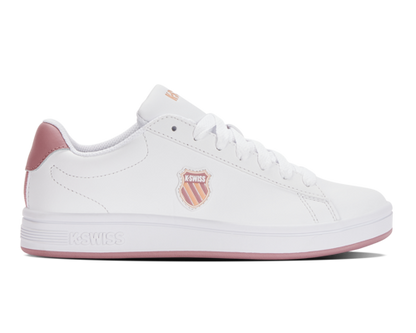 K-Swiss Women's Court Shield White Foxglove Almost Apricot Shoes