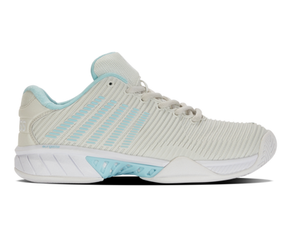 K-Swiss Women's Hypercourt Express 2 Vaporous Gray White Blue Glow Shoes