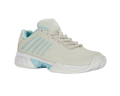 K-Swiss Women's Hypercourt Express 2 Vaporous Gray White Blue Glow Shoes